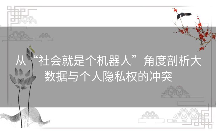 从“社会就是个机器人”角度剖析大数据与个人隐私权的冲突