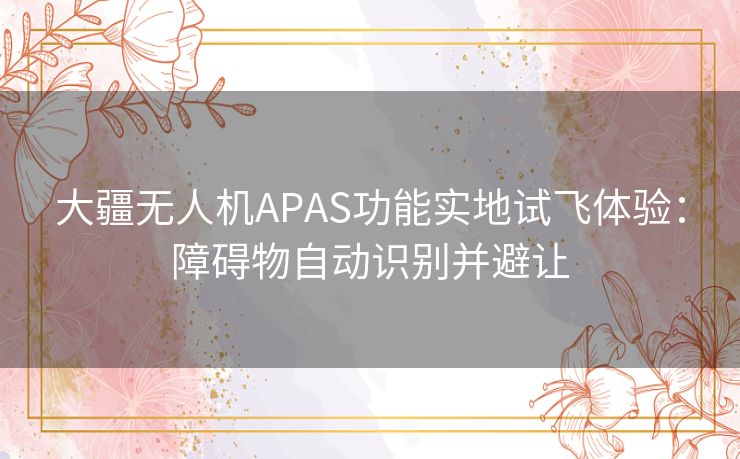 大疆无人机APAS功能实地试飞体验：障碍物自动识别并避让