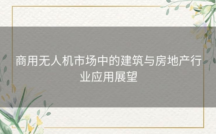 商用无人机市场中的建筑与房地产行业应用展望