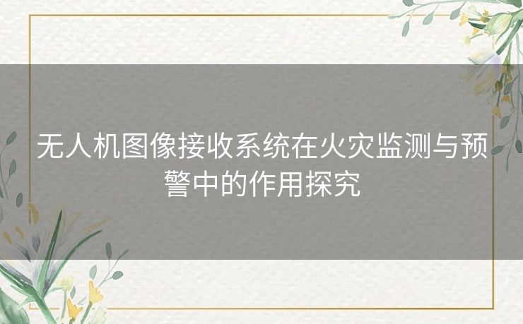 无人机图像接收系统在火灾监测与预警中的作用探究 无人机图像接收系统在火灾监测与预警中的作用探究