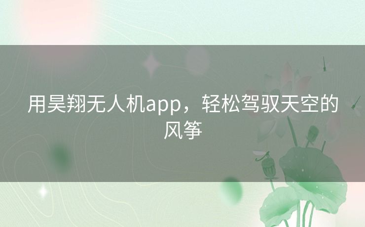 用昊翔无人机app，轻松驾驭天空的风筝