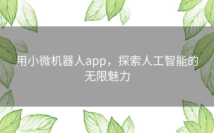 用小微机器人app，探索人工智能的无限魅力