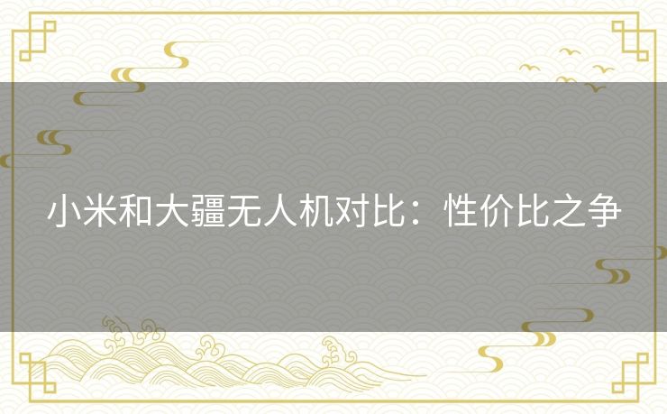 小米和大疆无人机对比：性价比之争