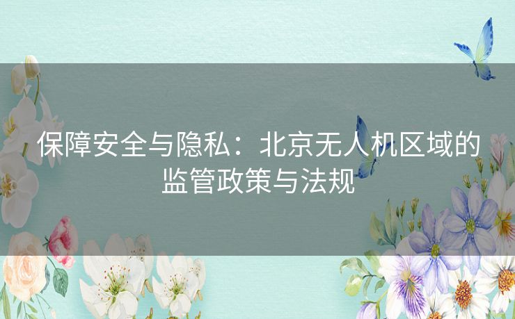 保障安全与隐私：北京无人机区域的监管政策与法规