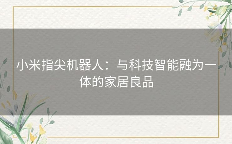 小米指尖机器人：与科技智能融为一体的家居良品