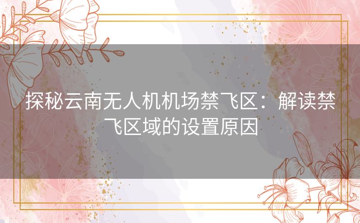 探秘云南无人机机场禁飞区：解读禁飞区域的设置原因