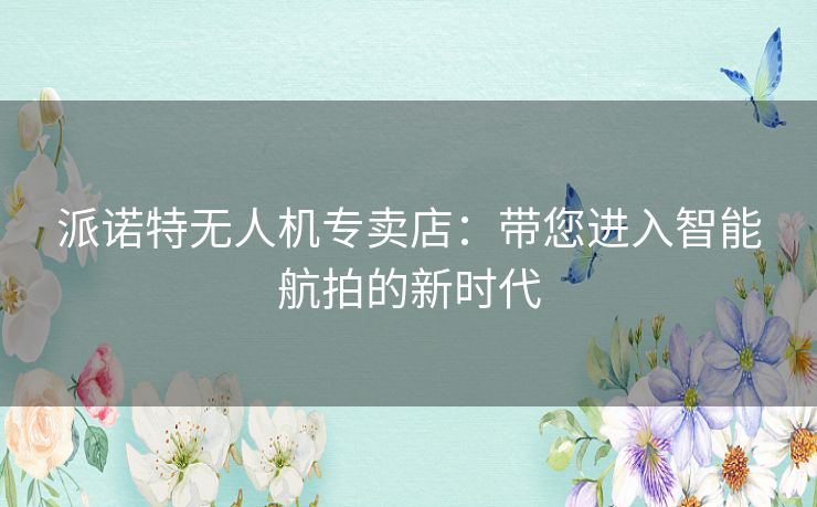 派诺特无人机专卖店：带您进入智能航拍的新时代
