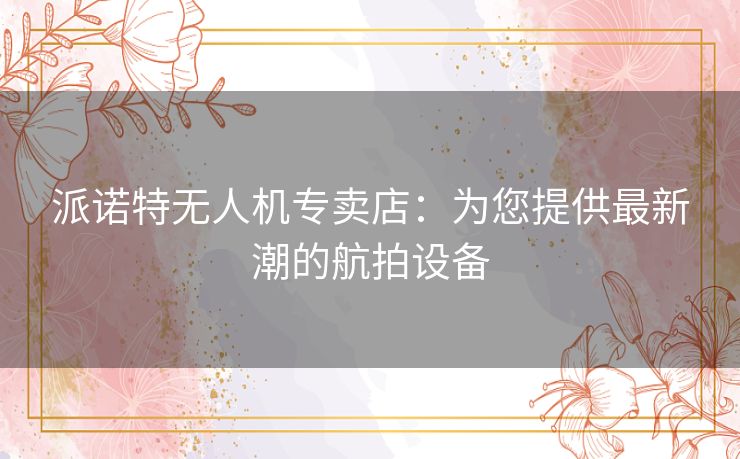 派诺特无人机专卖店：为您提供最新潮的航拍设备