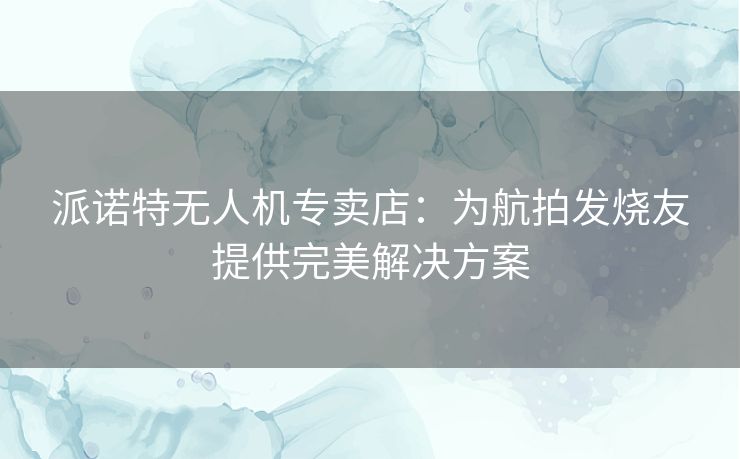 派诺特无人机专卖店：为航拍发烧友提供完美解决方案