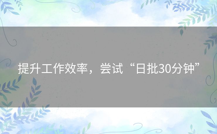 提升工作效率，尝试“日批30分钟”