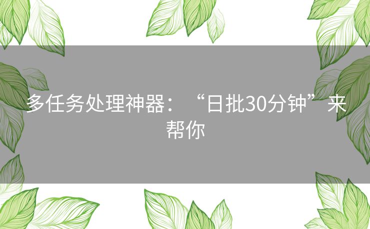 多任务处理神器：“日批30分钟”来帮你
