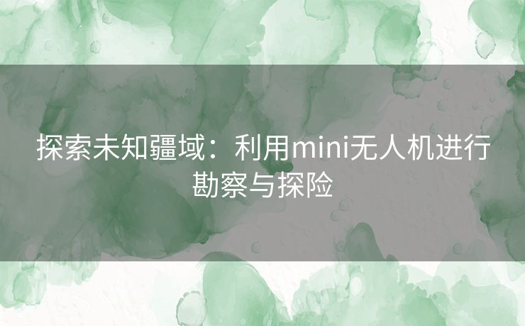 探索未知疆域：利用mini无人机进行勘察与探险