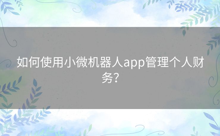 如何使用小微机器人app管理个人财务？