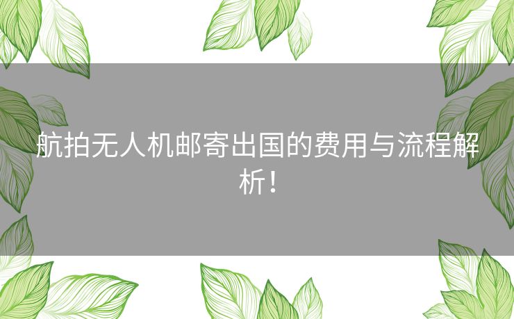 航拍无人机邮寄出国的费用与流程解析！