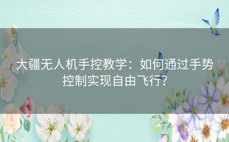 大疆无人机手控教学：如何通过手势控制实现自由飞行？