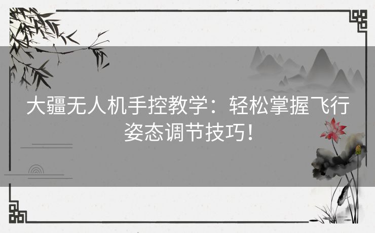 大疆无人机手控教学：轻松掌握飞行姿态调节技巧！