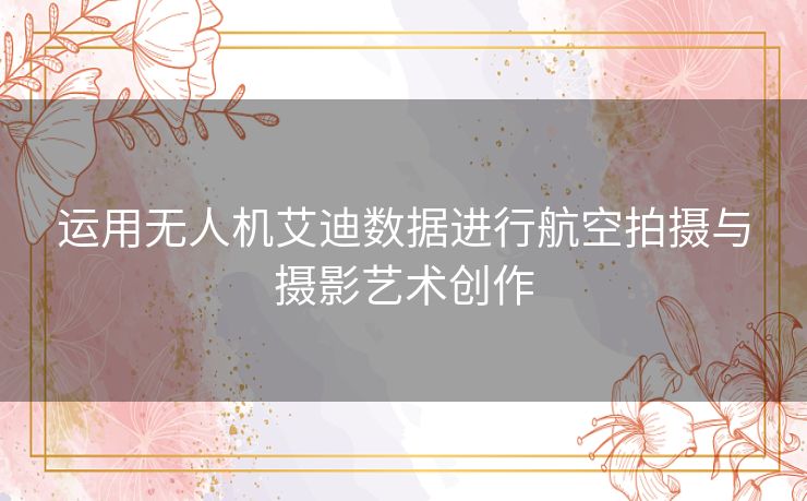 运用无人机艾迪数据进行航空拍摄与摄影艺术创作