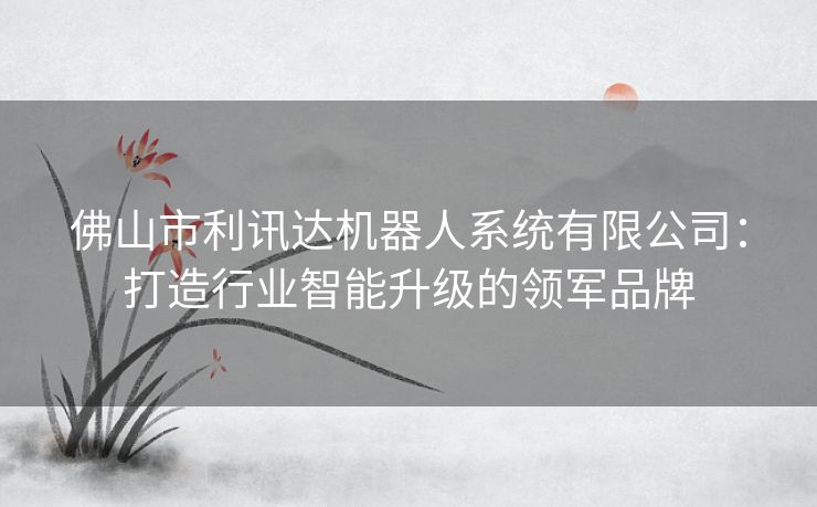 佛山市利讯达机器人系统有限公司:打造行业智能升级的领军品牌 佛山市利讯达机器人系统有限公司:打造行业智能升级的领军品牌