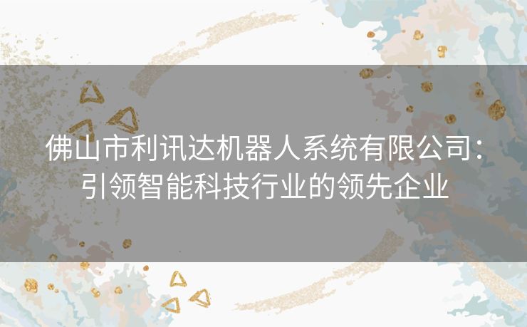 佛山市利讯达机器人系统有限公司：引领智能科技行业的领先企业
