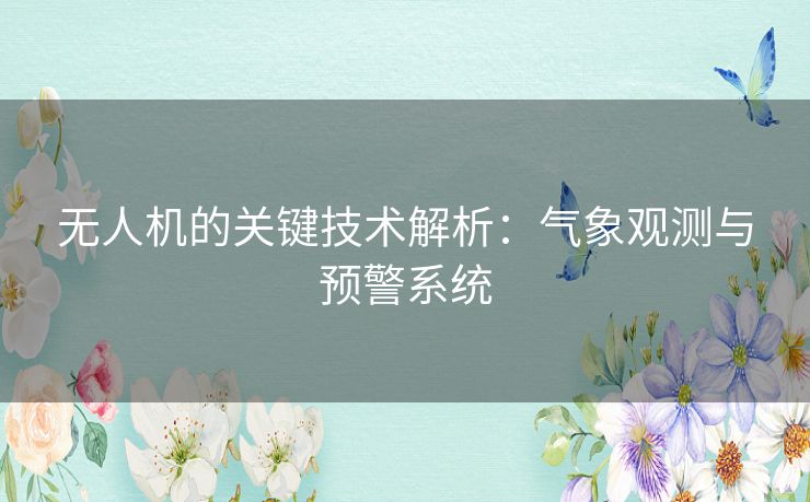 无人机的关键技术解析：气象观测与预警系统
