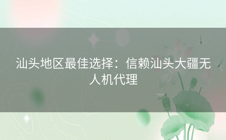 汕头地区最佳选择：信赖汕头大疆无人机代理