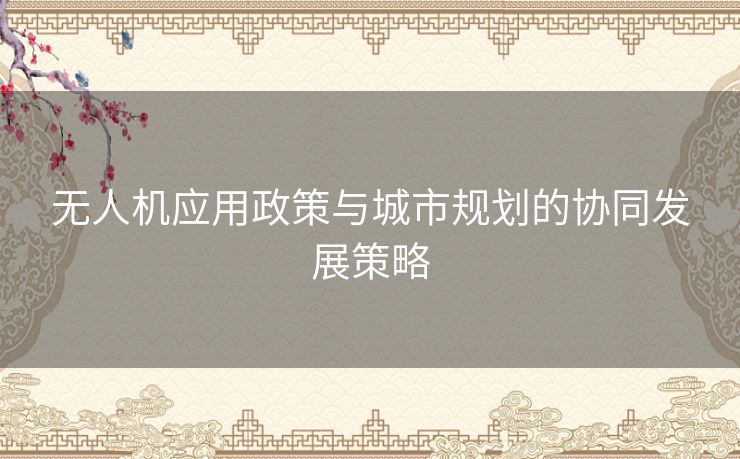 无人机应用政策与城市规划的协同发展策略