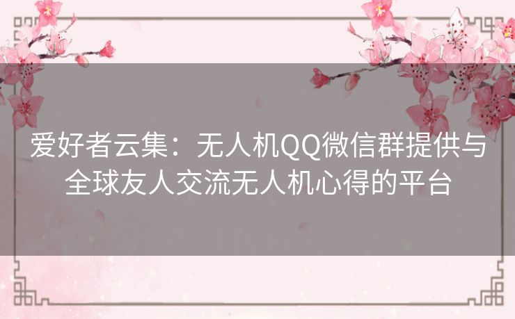爱好者云集：无人机QQ微信群提供与全球友人交流无人机心得的平台