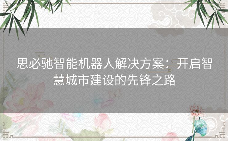 思必驰智能机器人解决方案：开启智慧城市建设的先锋之路