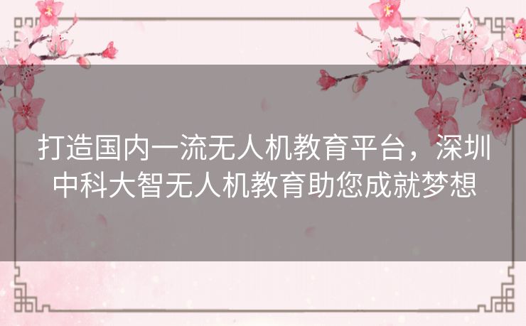 打造国内一流无人机教育平台，深圳中科大智无人机教育助您成就梦想