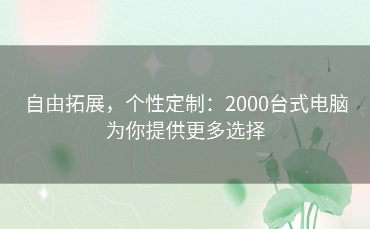 自由拓展，个性定制：2000台式电脑为你提供更多选择