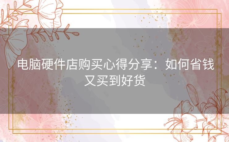 电脑硬件店购买心得分享：如何省钱又买到好货