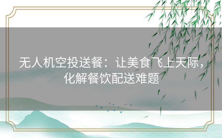 无人机空投送餐：让美食飞上天际，化解餐饮配送难题