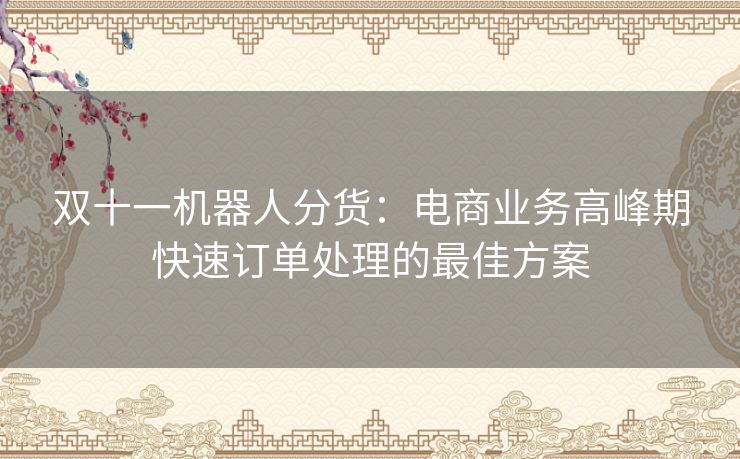 双十一机器人分货：电商业务高峰期快速订单处理的最佳方案