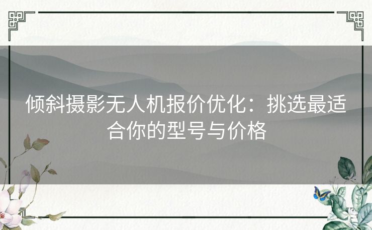 倾斜摄影无人机报价优化：挑选最适合你的型号与价格
