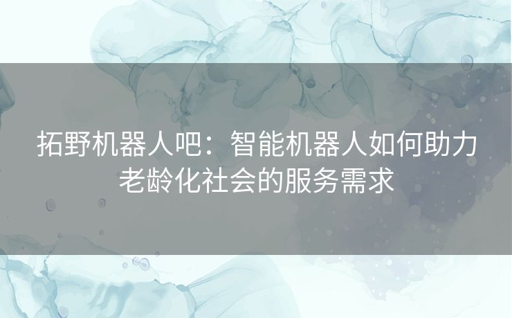 拓野机器人吧：智能机器人如何助力老龄化社会的服务需求