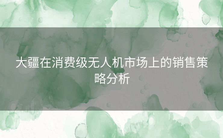 大疆在消费级无人机市场上的销售策略分析
