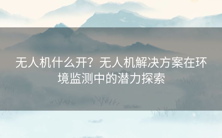 无人机什么开？无人机解决方案在环境监测中的潜力探索
