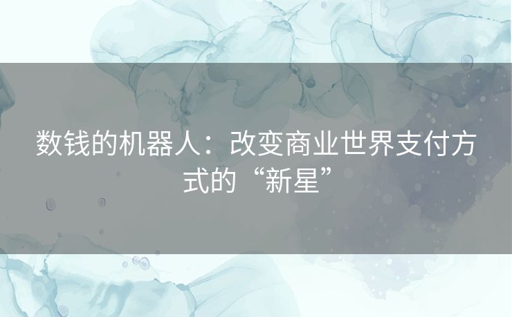 数钱的机器人：改变商业世界支付方式的“新星”