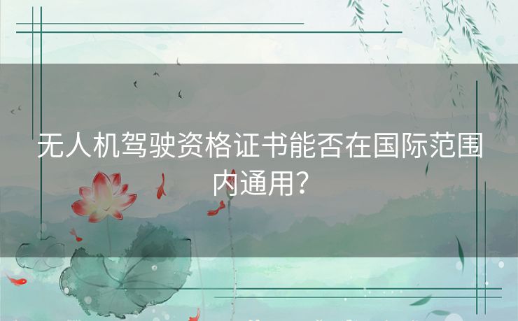 无人机驾驶资格证书能否在国际范围内通用？