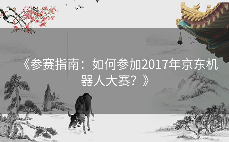《参赛指南：如何参加2017年京东机器人大赛？》