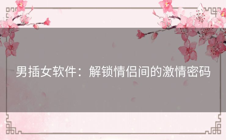 男插女软件：解锁情侣间的激情密码