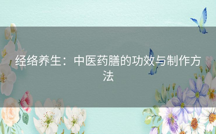 经络养生：中医药膳的功效与制作方法