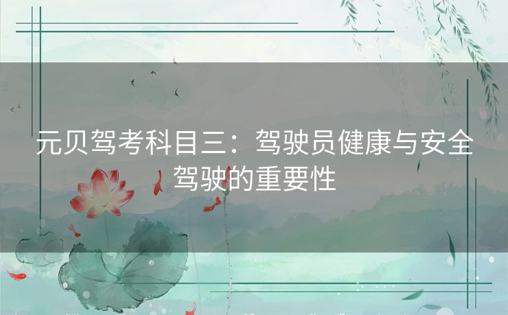 元贝驾考科目三：驾驶员健康与安全驾驶的重要性