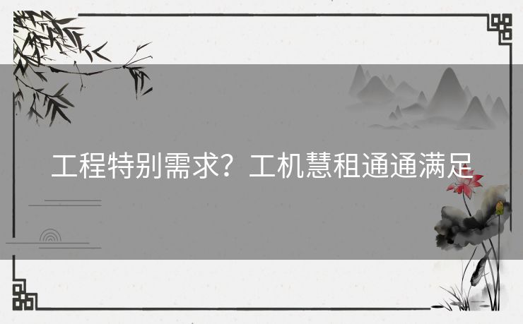 工程特别需求？工机慧租通通满足