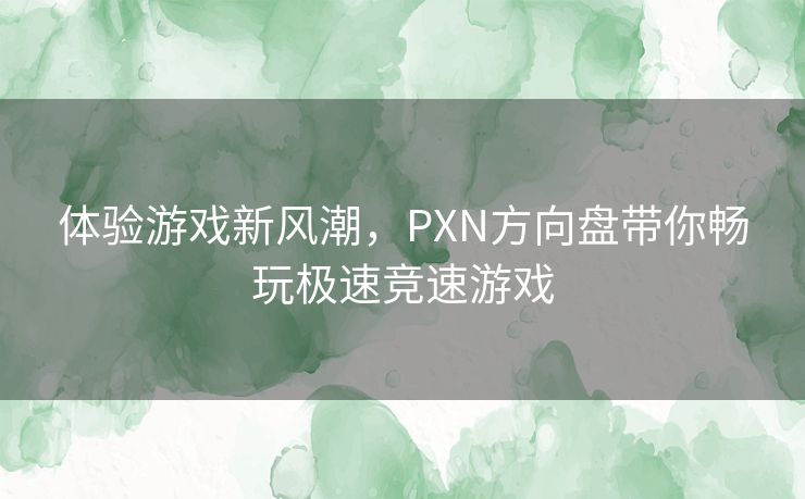 体验游戏新风潮，PXN方向盘带你畅玩极速竞速游戏