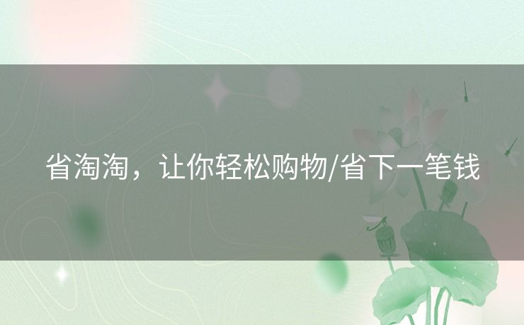 省淘淘，让你轻松购物/省下一笔钱