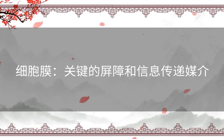细胞膜：关键的屏障和信息传递媒介