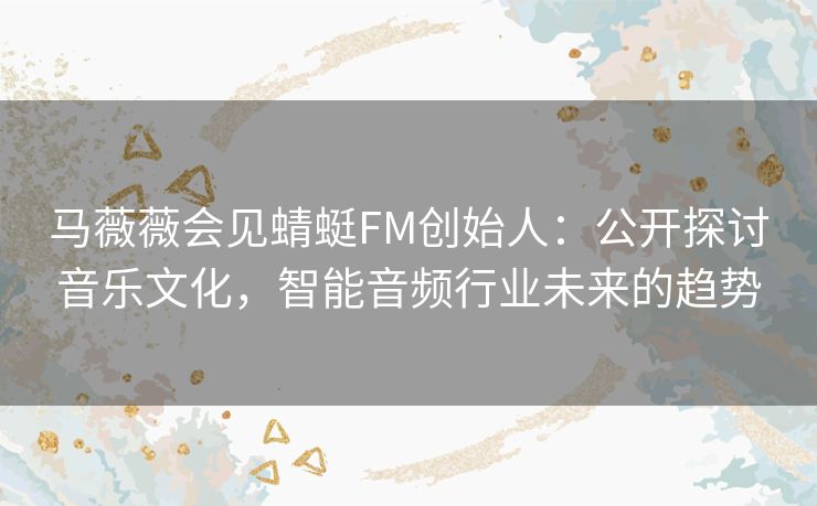 马薇薇会见蜻蜓FM创始人：公开探讨音乐文化，智能音频行业未来的趋势
