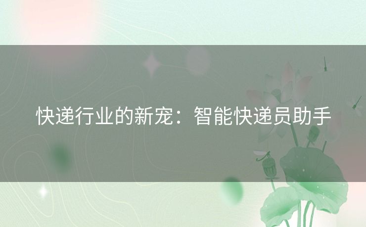 快递行业的新宠：智能快递员助手
