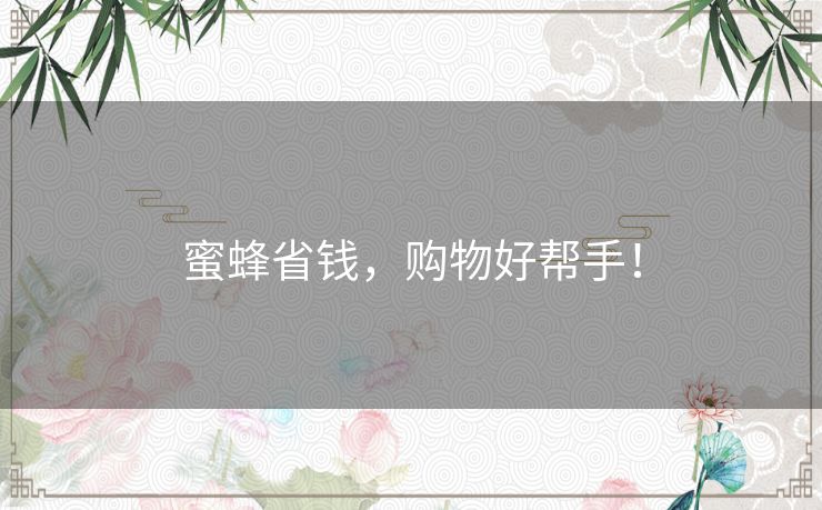 蜜蜂省钱，购物好帮手！